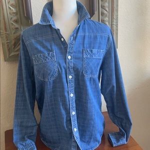 Paper Denim Cloth plaid denim button down